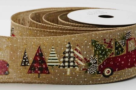 Red Vintage Trucks, Trees with Gifts Ribbon-KF6812GC-14-183__Natural